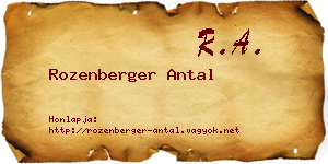 Rozenberger Antal névjegykártya